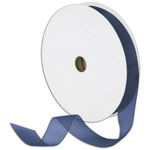 7/8" Plain Sheer Organza Nylon Ribbon 25 Yards - Navy Blue
