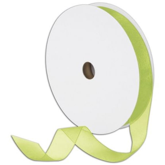 7/8" Plain Sheer Organza Nylon Ribbon 25 Yards - Sage