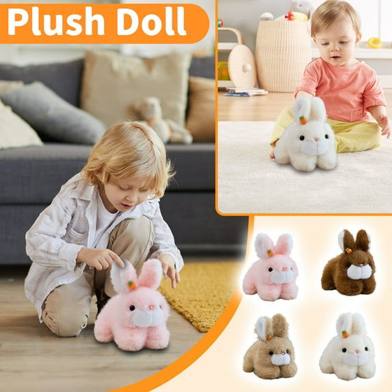 7.8" Plush Bunny Toy Stuffed Animal Gift, Soft Bunny Doll Cuddly Toy for Adults, Cute Bunny Plushie Home Decor, Easter Decorations Gift Idea, Brown Rabbits-Stuffed Toy Brown, 1Pcs