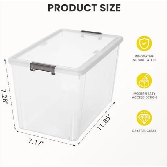 7.8 QT 6 Pack Small Storage Bins Plastic Storage Container Stackable Box with Lids for Organizing, Clear White