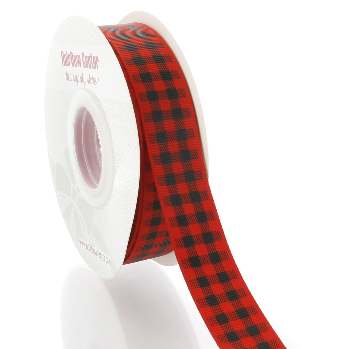7/8" Red/Black Buffalo Plaid Grosgrain Ribbon 100 Yard