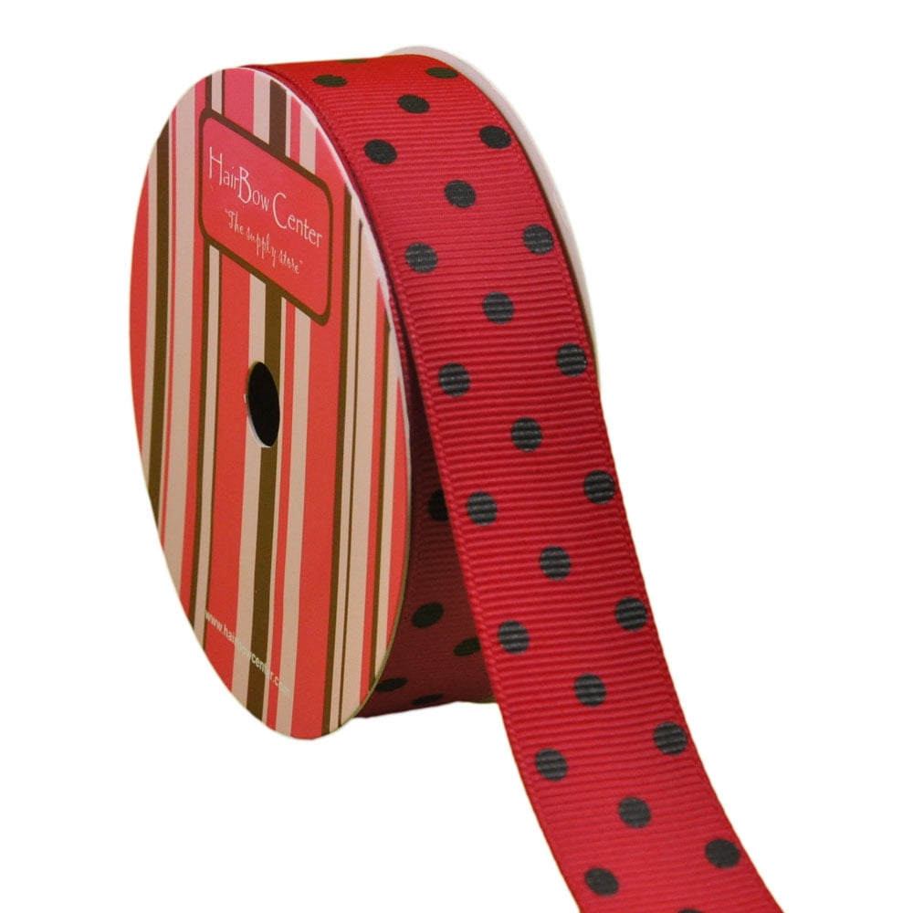 7/8" Red/Black Dot Grosgrain Ribbon 100 Yard