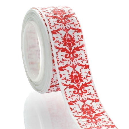 7/8" Red Damask Grosgrain Ribbon 5 Yard