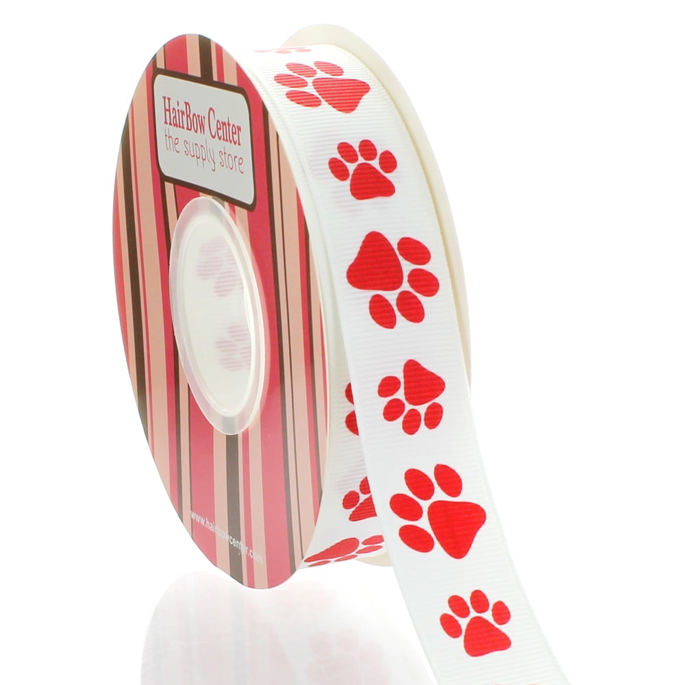 7/8" Red Paw Grosgrain Ribbon 100 Yard