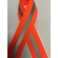thumbnail image 1 of 7/8" Reflective Glo Grosgrain - 1/4" 3M Scotchlite Silver Reflective Stripe + Custom Zipperstop Ribbon (5 yards, Neon Orange), 1 of 1