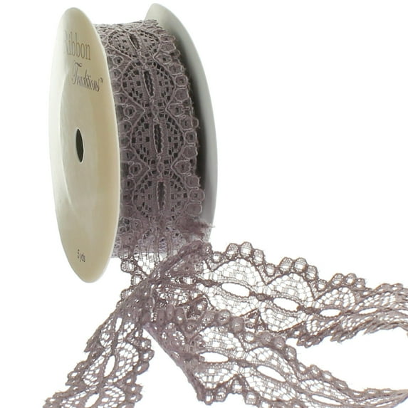 7/8" Ribbon Hole Lace Trim Cocoa 5 Yard