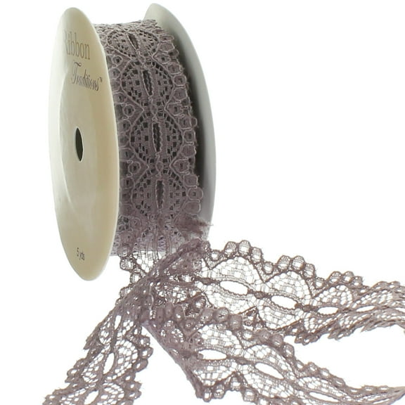 7/8" Ribbon Hole Lace Trim Cocoa 5 Yard