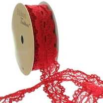 7/8" Ribbon Hole Lace Trim Red 5 Yard