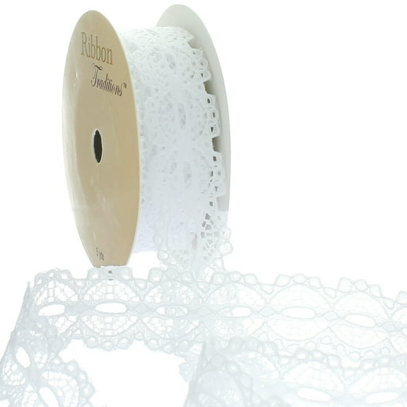 7/8" Ribbon Hole Lace Trim White 25 yards