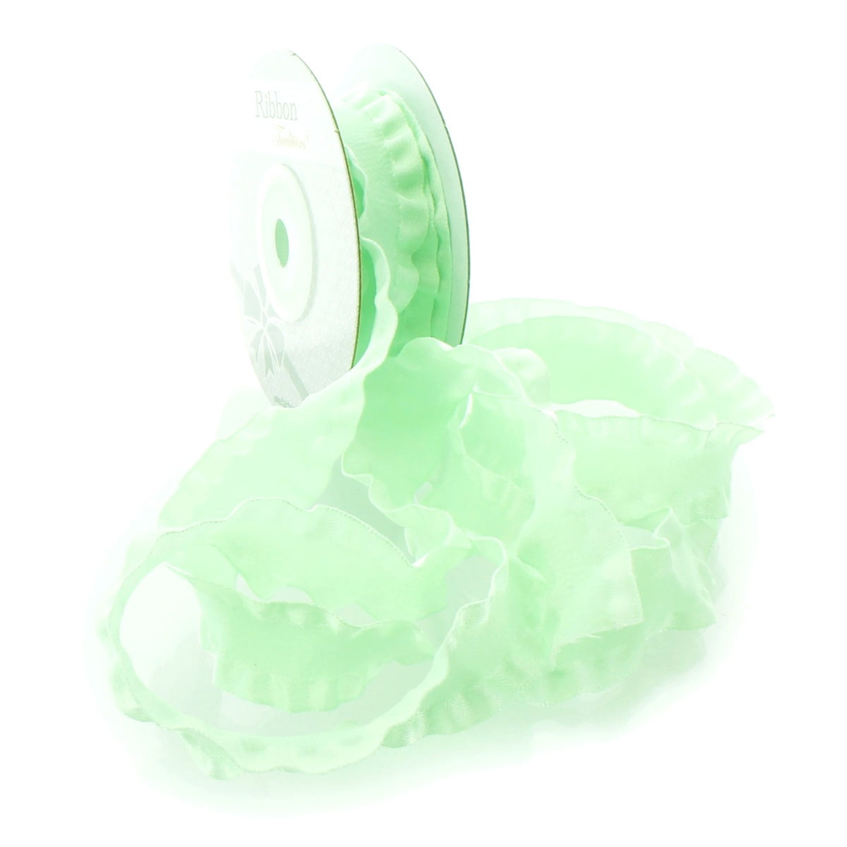7/8" Satin Double Ruffle Ribbon 530 Mint 25 Yard