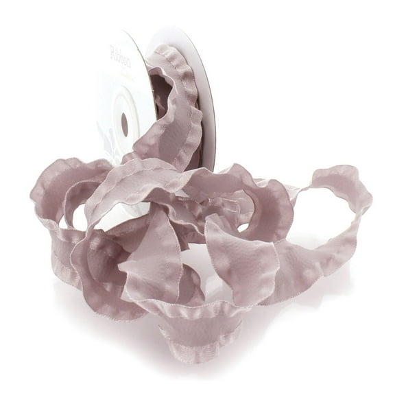7/8" Satin Double Ruffle Ribbon 823 Taupe 25 Yard
