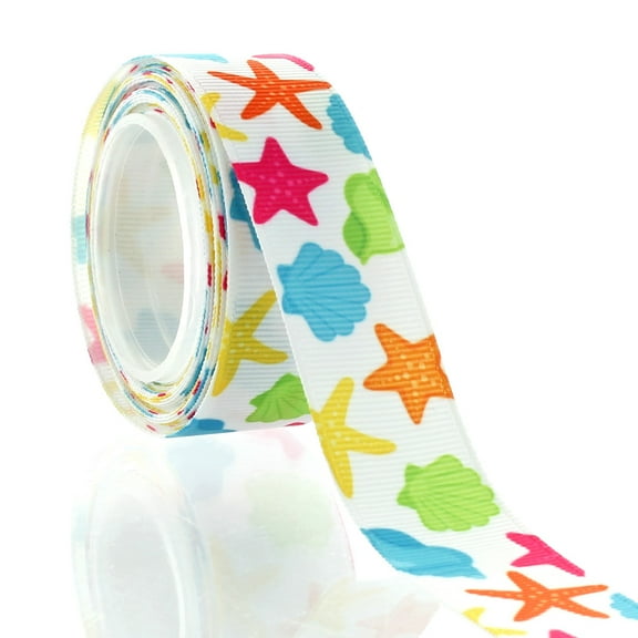 7/8" Shells & Starfish Grosgrain Ribbon 5 Yard