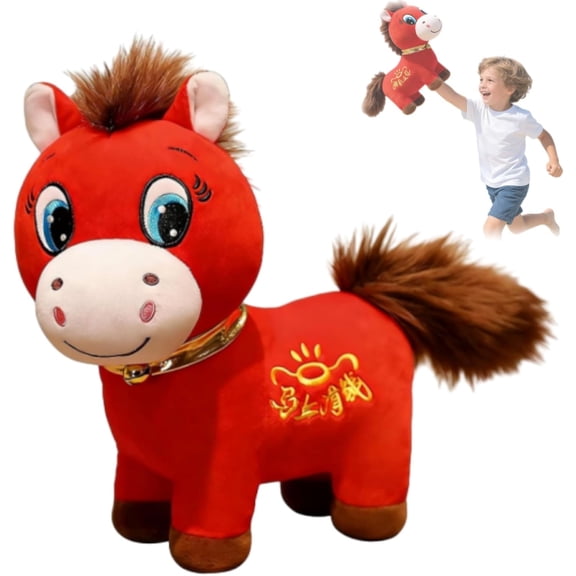 7.8" Smiling Horse Plush Dolls, Smiling Horse Stuffed Animal Pillows, Year of 2026 Horse Plush, New Year Ornament for Home Tabletop Decor, Red Smiling/Crying Horse Spring Festival