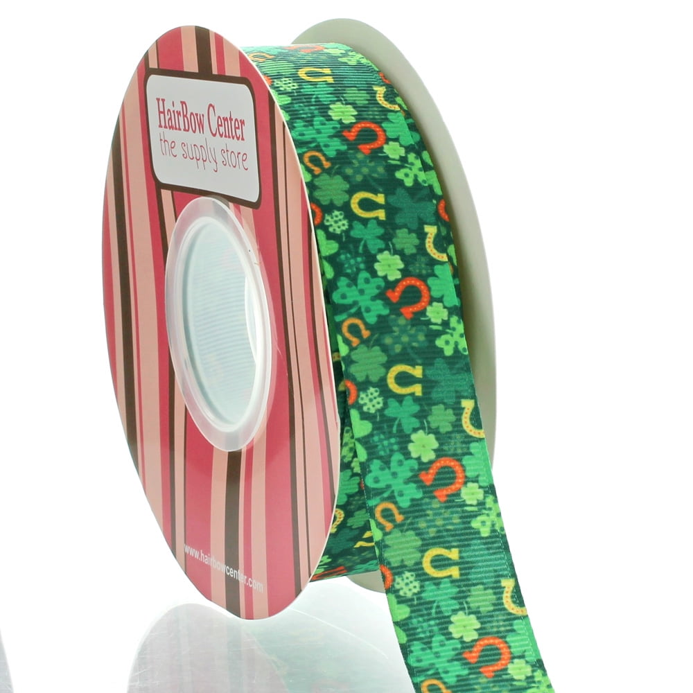 7/8" St Patty Shamrocks Grosgrain Ribbon 100 Yard