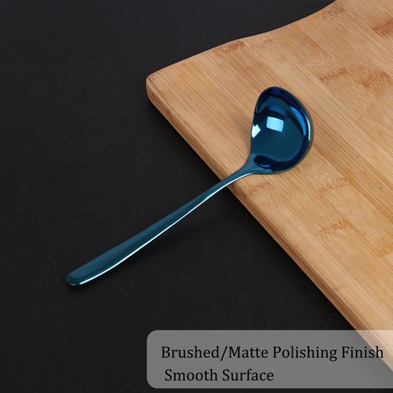 7.8" Stainless Steel Soup Ladle Spoon Hand Restaurant Kitchen Scoop Utensil Cooking Supplies Peacock Blue