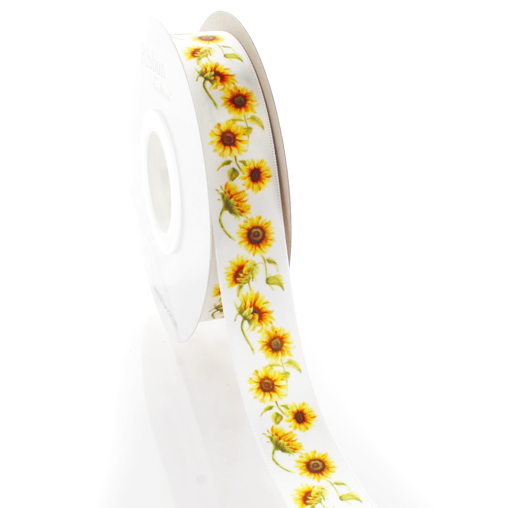 7/8" Sunkissed Sunflowers Satin Ribbon 100 Yard