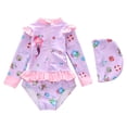 thumbnail image 1 of 7-8 T Swimsuits For Girls Girls Long Sleeve Piece Swimsuit Cute Rash Guard Bathing Suit for Toddlers Young Children Sun Swimwear, 1 of 4