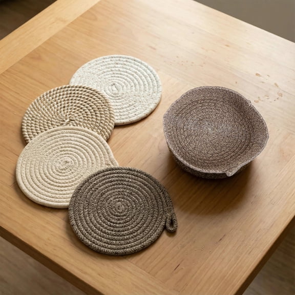 7.8" Trivets for Hot Dishes, Hot Pads for Kitchen Counter & Dining Table, Heat Resistant | Scratches | Stains Cotton Trivets for Hot Pots and Pans