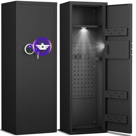 7-8 Unassmabled Gun Safe for Pistols,Quick Access Large Gun Safe with Password Lock, Gun Cabinet with Shelves for Home and Office