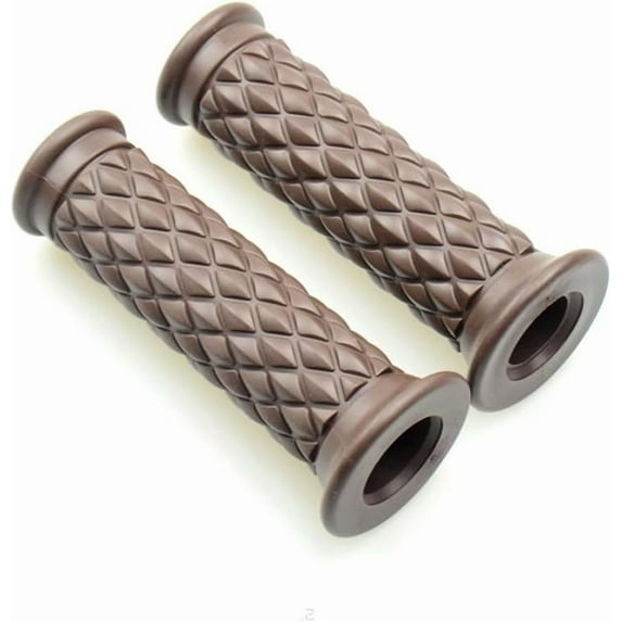 7/8" Universal Motorcycle Grips for Dirt Pit Bike, Rubber Anti-Slip Handlebar Grips One Pair 22mm Brown