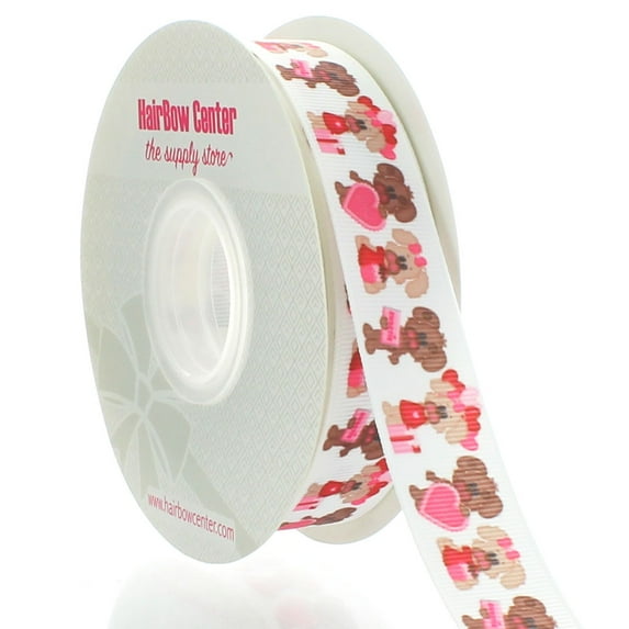 7/8" Valentine Puppies Grosgrain Ribbon 100 Yard