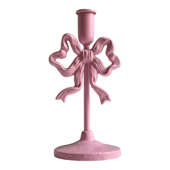 7.8" Vintage French Iron Bow Candle Holder, Decorative Metal Candlestick Centerpiece for Table, Mantel, Shelf, Home Décor, Retro European Style Candle Stand for Living Room, Bedroom & Wedding Display