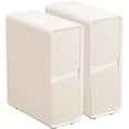 thumbnail image 1 of 7.8" W Leather Narrow Nightstand Set of 2, Modern Fully-Assembled Bedside Table with 2 Drawers, Wood Night Stand Small Accent End Table & Side Table for Bedroom Living Room, White, 1 of 8