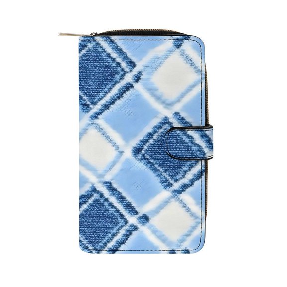 7.8 X 4.3 In Multi-Functional Leather Wallet Durable Soft And Comfortable Small Size Easy To Carry Argyle Plaid LightSkyBlue_2