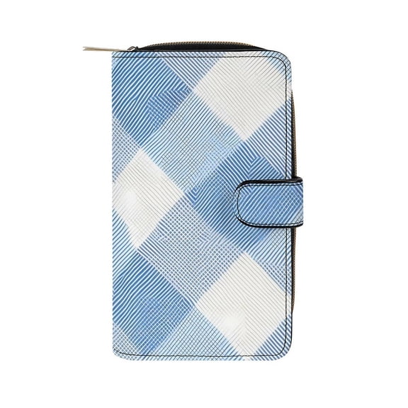 7.8 X 4.3 In Multi-Functional Leather Wallet Durable Soft And Comfortable Small Size Easy To Carry Argyle Plaid LightSkyBlue_4