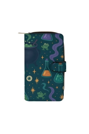 7.8 X 4.3 In Multi-Functional Leather Wallet Durable Soft And Comfortable Small Size Easy To Carry Magical Potion Halloween Pattern