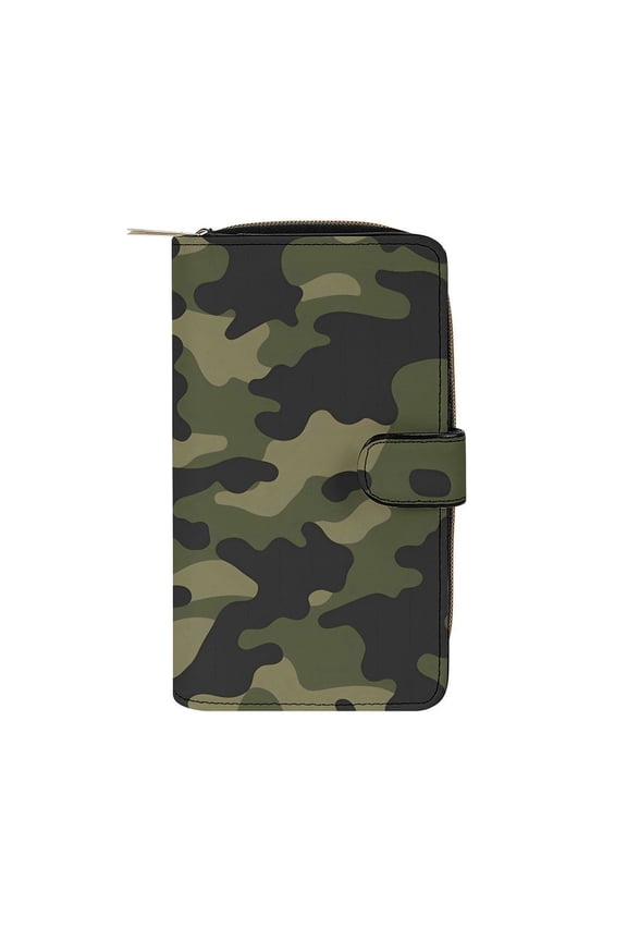 7.8 X 4.3 In Multi-Functional Leather Wallet Durable Soft And Comfortable Small Size Easy To Carry Military Green Camouflage