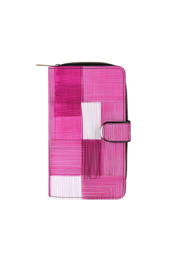 7.8 X 4.3 In Multi-Functional Leather Wallet Durable Soft And Comfortable Small Size Easy To Carry Pink Abstract Houndstooth Hand-drawn Sketch_1