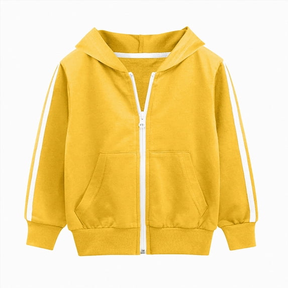 7-8 Years Big Boys Hooded Sweatshirt Zip Up Jacket with Contrast Stripes and Pockets