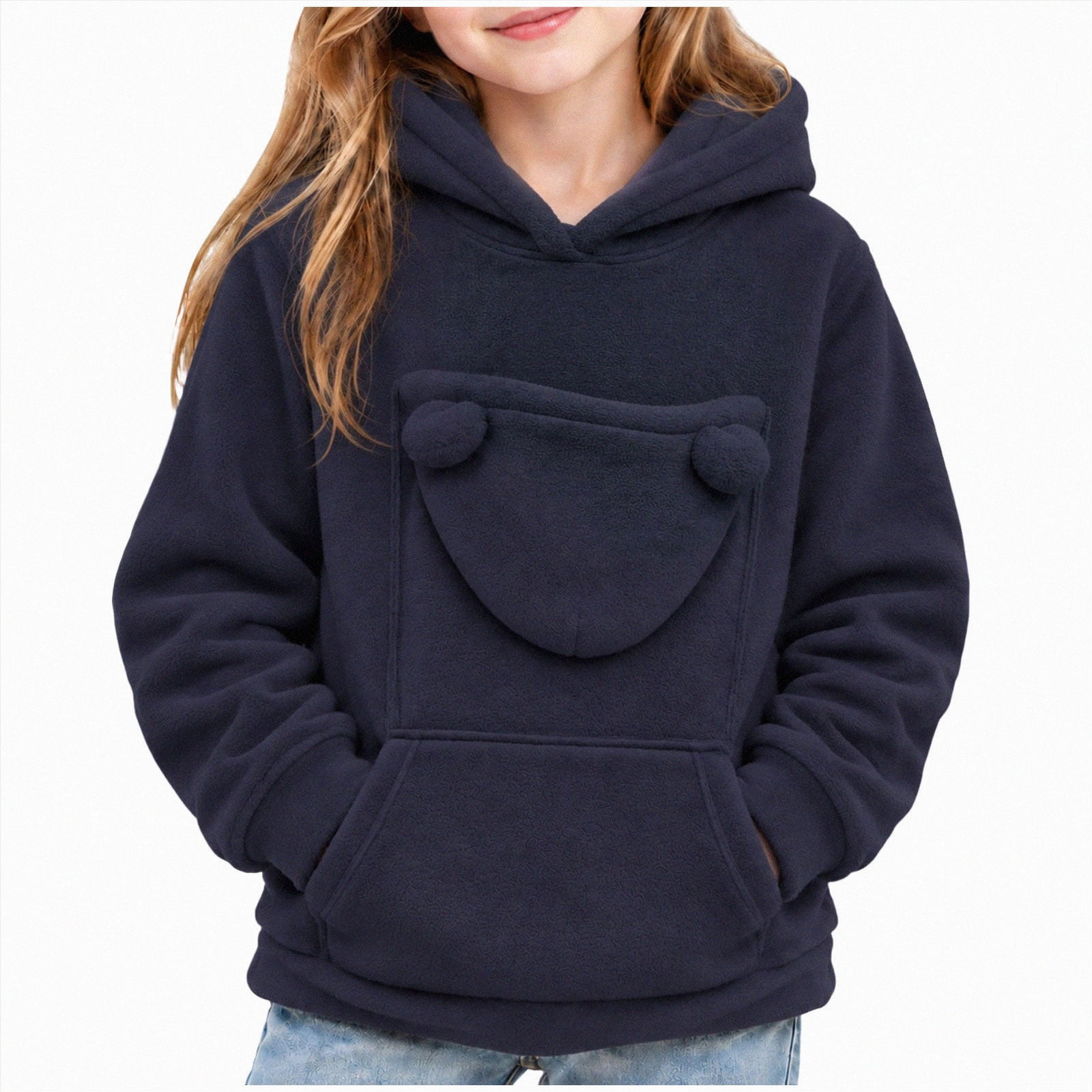 Long Countertop Design 7-8 Years Big Girls Pullover Hoodie,Long Sleeve Sweatshirt with 3D Cat ...