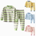 thumbnail image 1 of 7-8 Years Child Boys Striped Pajama Set,Long Sleeve Top and Pants,Soft Sleepwear Loungewear for Fall Winter, 1 of 7