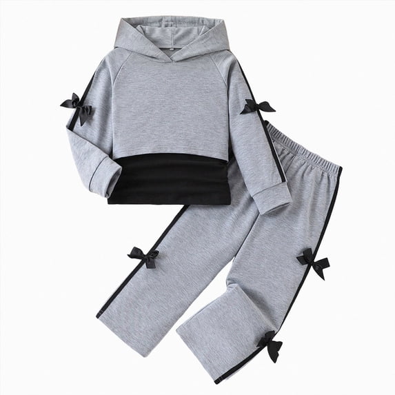 7-8 Years Child Girls Clothes Crew Neck Long Sleeve Tops and Pants Set Fall Outfits 5-13 Years Bow Long Sleeved Hoodie Pants 6-12 Months 12-24 Months 2T 3T 4T 5T 6T 7T Set