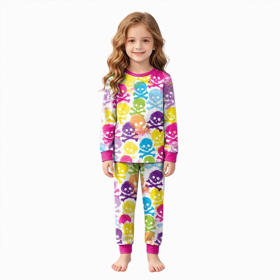 7-8 Years Girls And Boys Halloween Set Halloween Print Long Sleeved Homewear Party Boys Girls Halloween Pajama Costumes Yellow Halloween Clothing