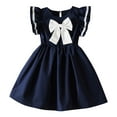 thumbnail image 1 of 7-8 Years Girls Dress Ruffle Sleeves Bridesmaid Wedding Princess Children's Bow Birthday Ball Party Show Evening Clothes, 1 of 4