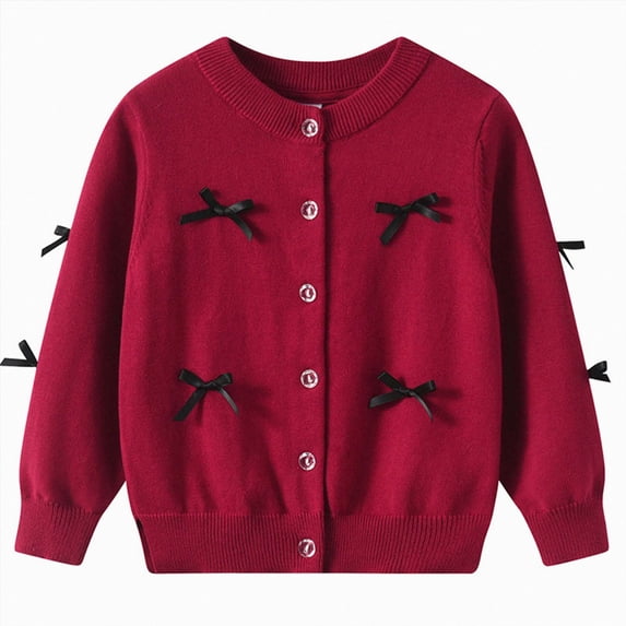 7-8 Years Girls Long Sleeve Cardigan Kids Button Closure Knitted Shrug Cropped Sweaters Tops 3-12 Years Red Cardigan Sweater