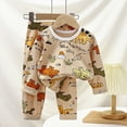 thumbnail image 1 of 7-8 Years Girls Long Sleeve Pajama Set Baby Girl Clothes Toddler Girl Outfit Ruffle Sleeve Shirt Pant Set Fall Winter Clothing for Girl,Coffee, 1 of 5