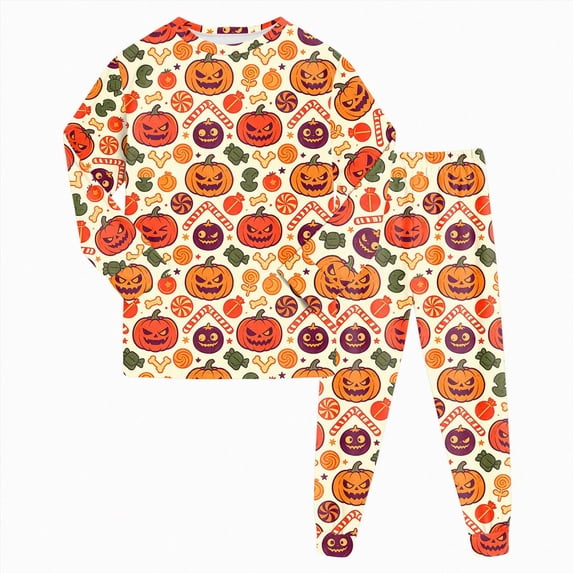 7-8 Years Kids' Sibling Matching Halloween And Holiday Pajama Sets Fall Winter Loungewear Set