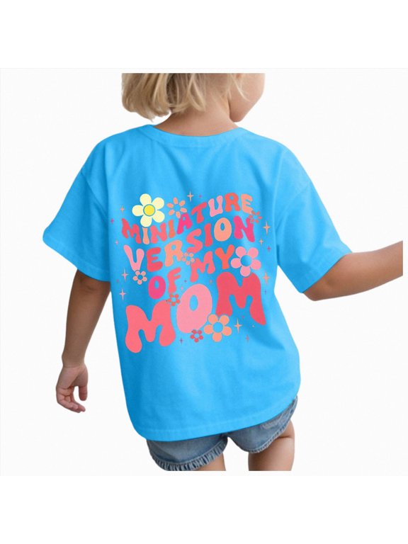 7-8 Years Little Girl Short Sleeved Shirt Print Cute Summer Top T Shirt My Mom's Miniature Letter Pattern First Day Of School Toddler Girl Outfit Girls Graphic Tees