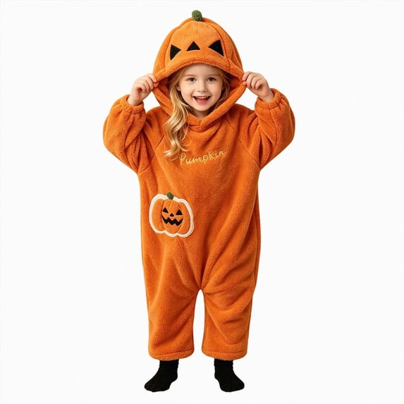 7-8 Years Newborn Boys Girls Underwear Pajamas Rompers Home Clothes Halloween Boys Pumpkin Pumpkin Jumpsuit Long Sleeve Overall Jumpsuit Orange Rompers Baby Fall Winter Clothing Gift