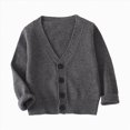 thumbnail image 1 of 7-8 Years Toddler Girls V-Neck Solid Color Cardigan Long Sleeve Button Front Knit Sweater, 1 of 6