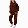 thumbnail image 1 of 7-8 Years Toddler Girls Hooded Sweatshirt And Sweatpants Set With Butterfly Print Newborn Romper Ruffled Long Sleeve Fall Winter Outfits With Bow Headband Brown Girl Set, 1 of 6