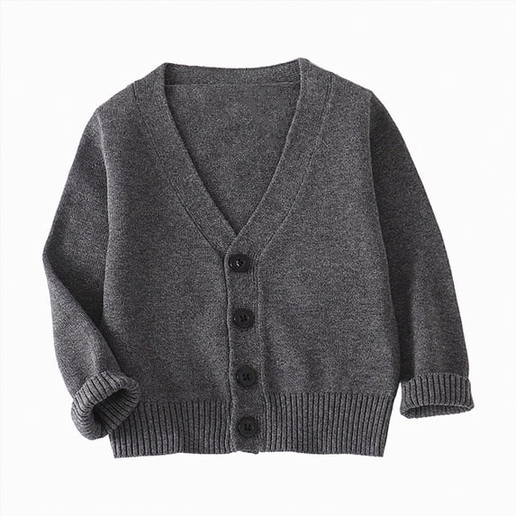 7-8 Years Toddler Girls V-Neck Solid Color Cardigan Long Sleeve Button Front Knit Sweater