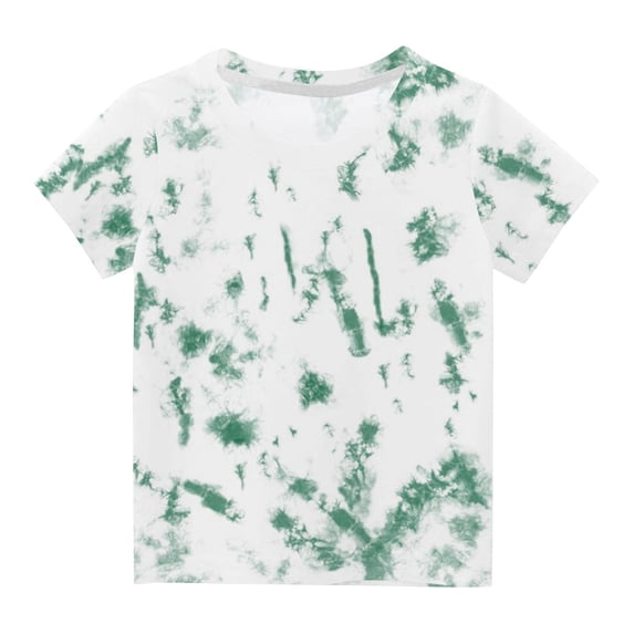 7-8 Years Unisex Kids Tie Dye T Shirts for Boys Girls Short Sleeve Colorful Tee Size 4-14 Years Green A