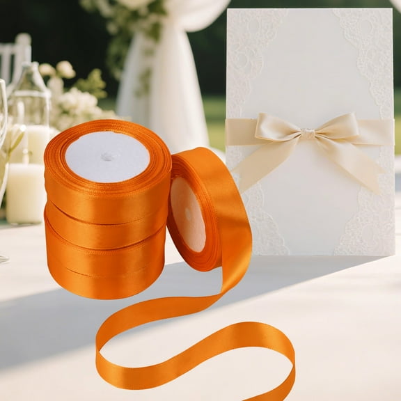 7/8 inch 25Yard/roll,Total 5 roll 125 yards Satin Ribbon for Gift Wrapping, Wedding, Crafts, Christmas,Easter, Floral, Hair, Invitation Decorations and More Orange