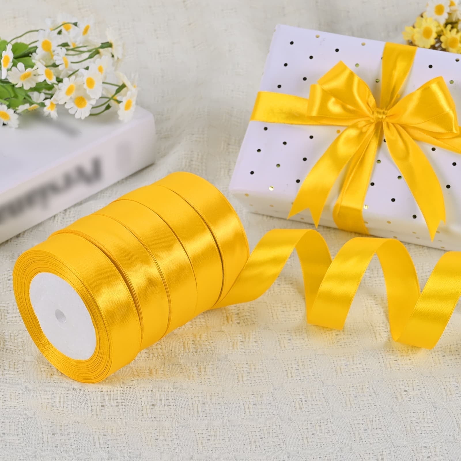 7/8 inch 25Yard/roll,Total 5 roll 125 yards Satin Ribbon for Gift ...