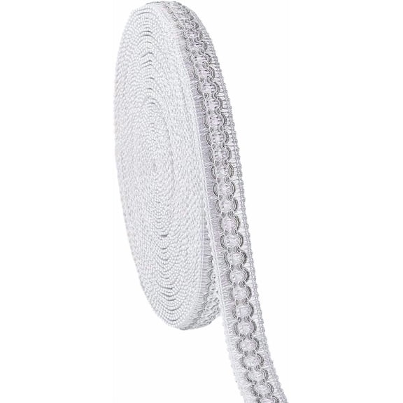7/8 inch Braid Tirm Ribbon for DIY Sewing 12 Yards Fabric Gimp Braid Trim White Polyester Basic Fringe Trims for DIY Upholstery Costume DIY Crafts Jewelry Making Curtain Decoration